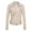 Beige, variant on IROINID Women's Short Faux Leather Jacket Notch Lapel Solid Color Long Sleeve Jacket Zipper Pocket Outerwear, Black