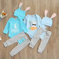 thumbnail image 3 of Gupgi 2 Pcs Vêtements de Bébé de Pâques Unisexe Manches Longues Rabbit Body+pantalon Rayé+chapeau, 3 of 9