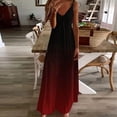 thumbnail image 2 of Tumotour Robes d'Été pour Femmes Camisole Longue Fluide Maxi Robe Col en V Sans Manches Bretelles Spaghetti Robe d'Été Évasée à Volants Boho Imprimée pour Plage Sortie Fête Rendez-Vous, 2 of 4