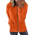 thumbnail image 1 of PEZHADA Économies d'Automne Chandail à Capuchon à Fermeture à Glissière Décontracté pour Femme, Veste Ouverte à l'Avant, Coupe Ample, Manteau à Manches Longues avec Cordon, Chandail à Capuchon avec Poche, Orange, 1 of 5