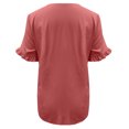 thumbnail image 4 of Birdeem Fashion Women Casual V-Neck Tops Ruffle Short Sleeve Solid Blouses T-Shirts, 4 of 4