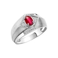 thumbnail image 3 of RYLOS Mens Rings Sterling Silver Ring 6X4MM Oval Shape Gemstone & Diamond Ring Ruby July Birthstone Rings For Man Silver Rings, Size 12, 3 of 7