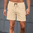 thumbnail image 4 of EOYWHK Mens Workout Shorts Cotton Linen Athletic Gym Shorts Elastic Waist Drawstring with Pockets, 4 of 7
