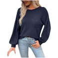 thumbnail image 1 of Timegard Womens T Shirts Long Sleeve Round Neck Basic Tops Casual Comfy Solid Color Blouses, 1 of 6
