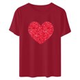 thumbnail image 4 of Meichang T-Shirts de la Saint-Valentin pour Femmes Hauts Mignons Imprimé Cœur Hauts Mignons Col Rond Manches Courtes Décontracté T-Shirts de Vacances Saint-Valentin, 4 of 6