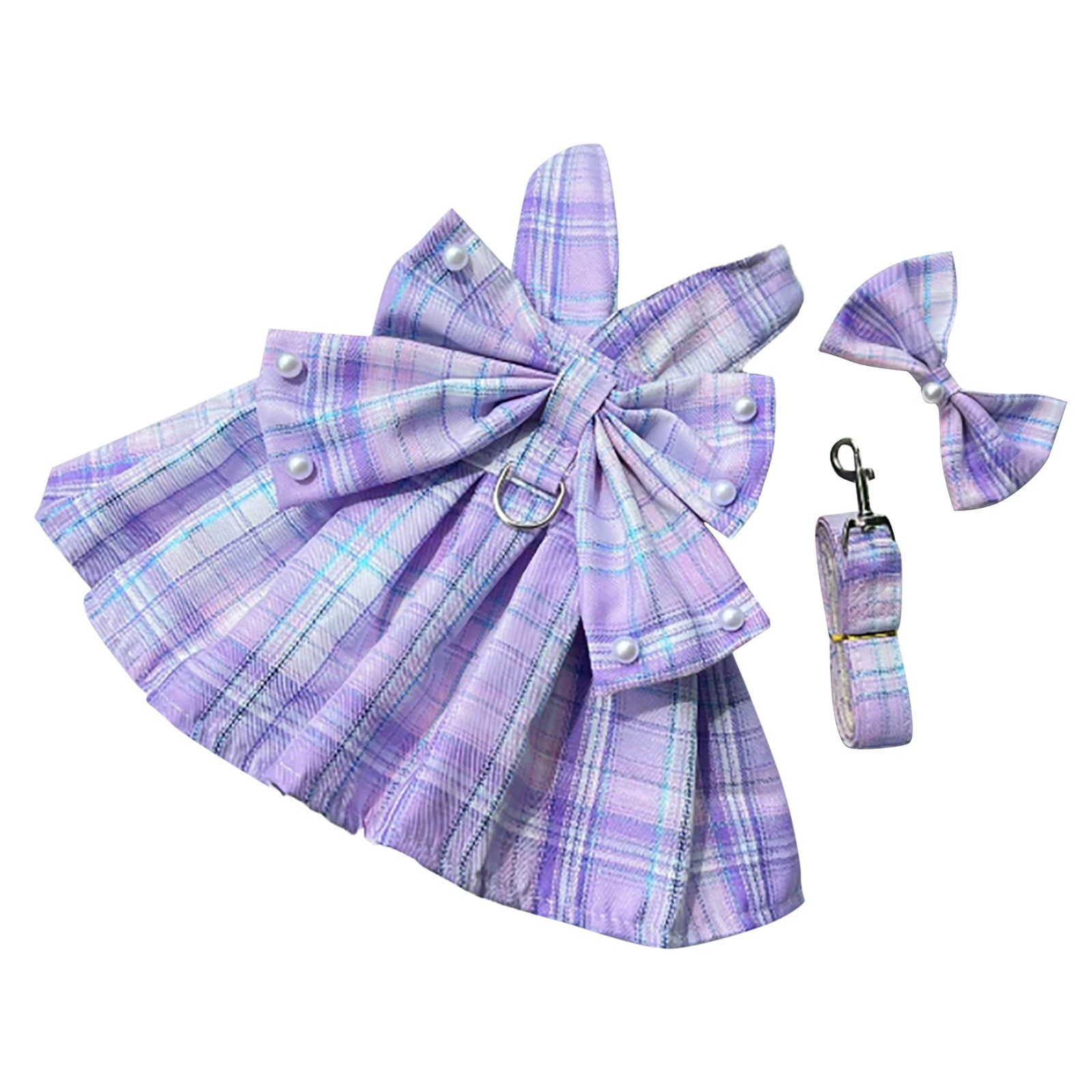 MKHSQHDG Today's Deals Cute and Stylish Plaid Print Dog Harness Dress ...