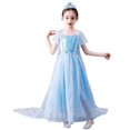 thumbnail image 1 of HAWEE Snow Queen Elsa Ice Princess Princess Costumes Fancy Dress Up Long Train Party Outfit, 1 of 7