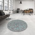 thumbnail image 4 of Ahgly Company Tapis d'Intérieur Lavable à la Machine, Carré, Transitionnel, Bleu Lagon Bleu, Tapis de Zone, 7 Pieds Carré, 4 of 7