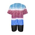 thumbnail image 3 of Penkiiy T-Shirts Dégradés Surdimensionnés pour Femmes Été Coupe Ample Col Rond Manches Courtes Hauts Blouse Décontractée Y2K T-Shirts Graphiques Basiques TG Bleu, 3 of 4
