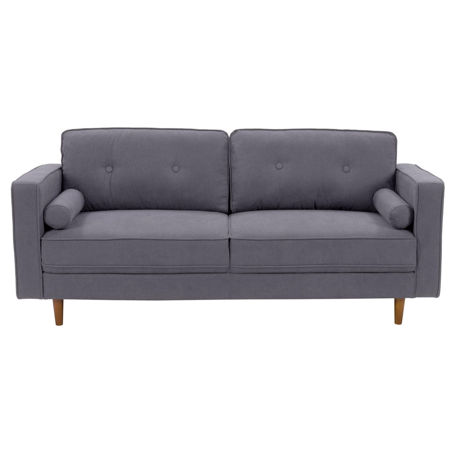 Ensemble de salon CorLiving Mulberry 4 pièces, rembourré en microfibre, style milieu de siècle moderne, avec causeuse, canapé, fauteuil et pouf, gris