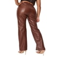 thumbnail image 3 of Women‘s PU Leather Pants Retro High Waist Straight Pants Trousers with Pockets, 3 of 5