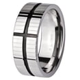 thumbnail image 1 of Stingray Men's modern two-tone black cross ring, 1 of 2