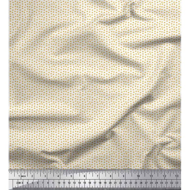 Soimoi Gold Cotton Poplin Fabric Stars Star Decor Fabric Printed Yard 42 Inch Wide