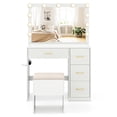 thumbnail image 1 of Gymax Vanity Desk with Mirror & Lights Dressing Table w/ Storage Stool Makeup Table, 1 of 9