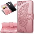 thumbnail image 1 of Case Premium PU Leather Flip Wallet Case Butterfly Embossed Full Body Protection Flip Stand Card Holder Magnetic Cover for iPhone 13 Mini 5.4(Rose Gold), 1 of 6