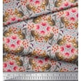 thumbnail image 3 of Soimoi Poly Georgette Fabric Floral,Hummingbird & Squirrel Animal Printed Craft Fabric by The Yard 42 Inch Wide, 3 of 3