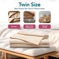 thumbnail image 2 of Sleepgram Draps de Lit Simple en Viscose de Bambou avec 2 Taies d'Oreiller, Sable, 2 of 6