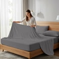 thumbnail image 3 of Drap Plat Simple en Percale 100 % Coton Frais et Net Jumeau Gris Foncé par Color Sense, 3 of 13
