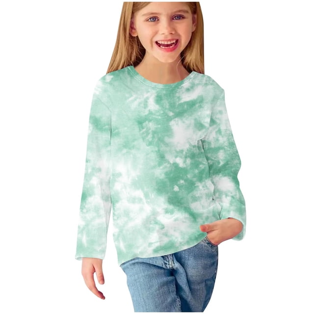 WRKEKC Chemises à Manches Longues pour Filles, T-Shirts à Manches Longues pour Filles, Chemises à Manches Longues à Imprimés pour Filles Jolis Chandails Ras du Cou Blouses Habillées Décontractées Vêtements
