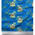 thumbnail image 1 of Soimoi Moss Georgette Fabric Rabbit,Van & Suitcase Travel Print Sewing Fabric Yard 42 Inch Wide, 1 of 3