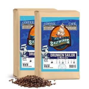 Rôtissement noir de sailor drunken Coffee ( 2x910g Haricots entiers) Air Rôtissement noir au Canada Coffee