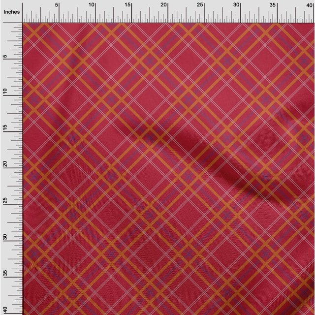oneOone Cotton Flex Fabric Tartan Check Printed Fabric 1 Yard 40 Inch Wide