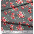 thumbnail image 3 of Soimoi Gray Moss Georgette Fabric Leaves & Ranunculus Floral Decor Fabric Printed Yard 42 Inch Wide, 3 of 3
