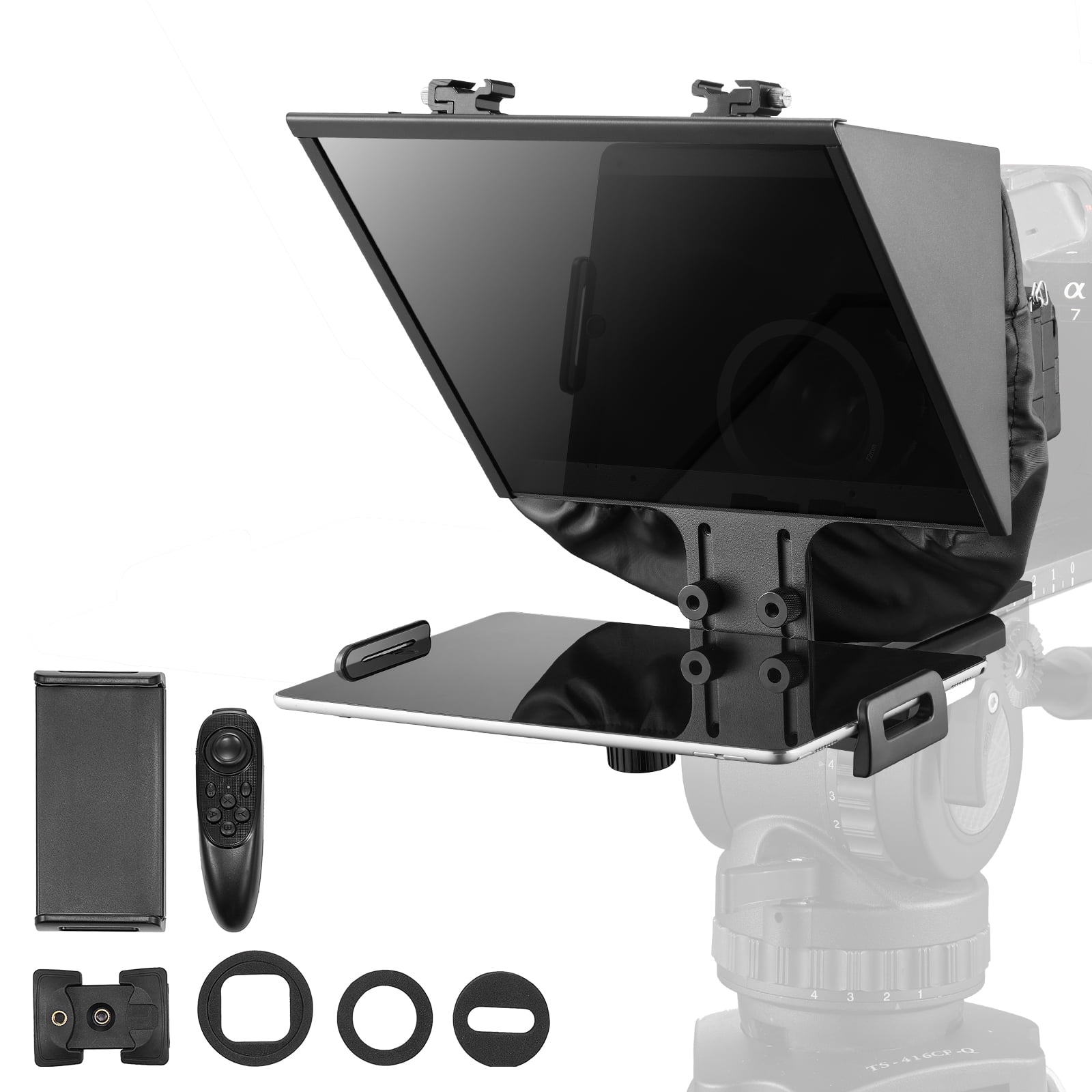 VEVOR 11'' Floor Type Teleprompter Remote for Webcam Smartphone Live Streaming