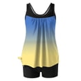 thumbnail image 4 of FAVIPT Bathing Suits for Women Floral Printed Tummy Control Swimsuits Modest Athletic Tank Top with Shorts Yellow,L, 4 of 5