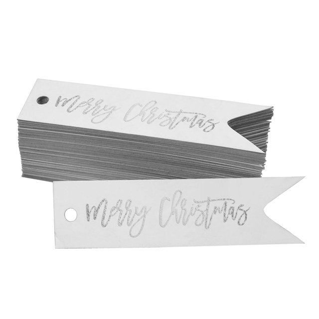 Inkdotpot Silver Foil Paper Hang Tags Merry Christmas Favor Tags 100 Pieces