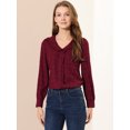 thumbnail image 3 of INSPIRE CHIC Women's Cute Collar Plaid Blouse Long Sleeve Button-Down Shirts, 3 of 6