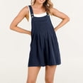 thumbnail image 4 of GDREDA Women's Short Overalls Summer Casual Adjustable Strap Loose Linen Short Bib Overalls Jumpsuit Rompers Turtle Neck Long Sleeves, 4 of 7