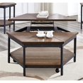 thumbnail image 2 of Steve Silver Table à Cocktail Hexagonale Ultimo avec Plateau Relevable, Roulettes et Étagère Inférieure Élégante, Chocolat Moka, 2 of 8