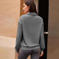 thumbnail image 3 of Erwazi Womens Half Zip Pullover Top Waffle Long Sleeve Lapel Functional Pocket Work To Weekend Versatile Blouses, 3 of 8