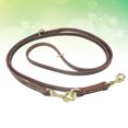 thumbnail image 3 of CIMAXIC 1Pc 2.3M Multifunctional Leather Double-headed Pet Leash Adjustable Pet Dog Walking Training Rope Outdoor Hauling Cable for Cat Dog (Reddish-brown),90.55"X0.47"X0.39", 3 of 4