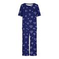 thumbnail image 3 of Offre à Durée Limitée Iumwxz Pyjamas Doux Tendance Ensembles Assortis Tenues de Voyage pour Femmes Col Ras du Cou à Motif de Cœur Manches Courtes Taille Élastique Pantalon Court Tenues pour Femmes Tenue de Rue, 3 of 4