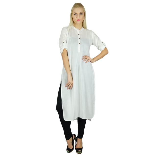 Bimba Kurti Classique en Coton pour Femmes, Manches 3/4, Blouse Longue Formelle Personnalisée