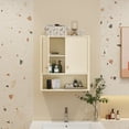 thumbnail image 2 of Gymax Bathroom Wall Cabinet w/Fluted Doors Adjustable Shelf Open Storage Cube Beige, 2 of 9