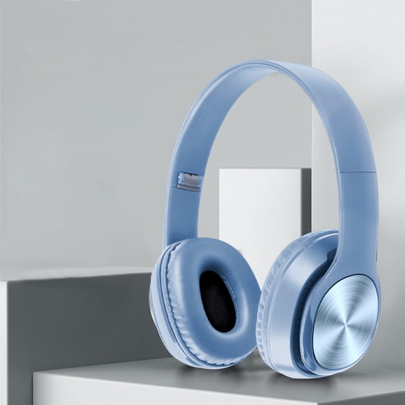 Over-Ear Headphones Folding Portable, ZZkhGO Hi-Fi Stereo Sound Wired Headphones with Microphone, Soft Padded Headband 40mm Driver for Smartphone Tablet Computer Laptop, Light Blue