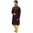 thumbnail image 3 of Atasi Men's Party Wear Linen Kurta Pyjama Set Brown Ethnic Shirt-Medium, 3 of 7