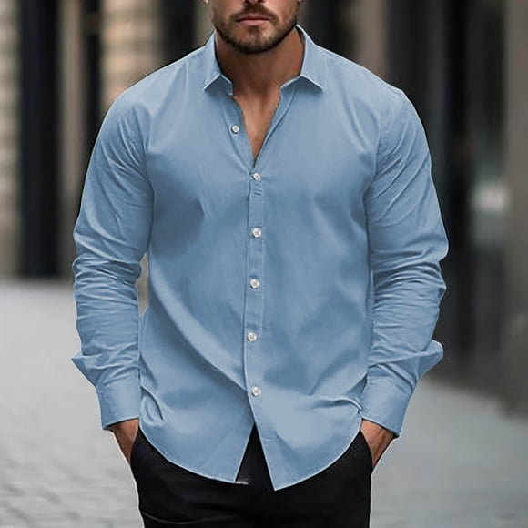 Gspmoly Mens T Shirt, Fashionable Men'S Casual and Comfortable Long Sleeved Collar Printed Top Shirt Men Top Weekly Deals