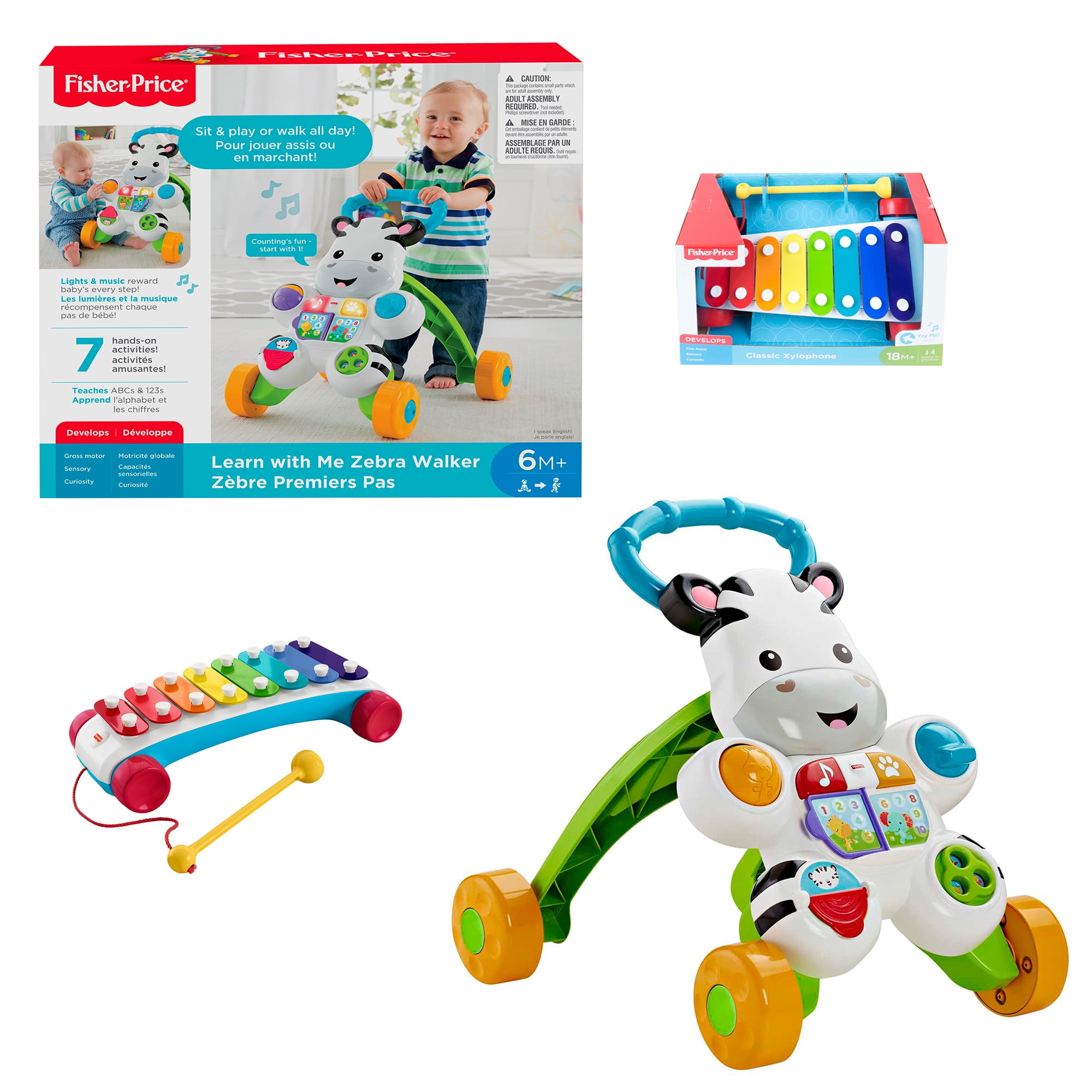 Ensemble Fisher-Price – Zèbre Premiers Pas et Xylophone classique