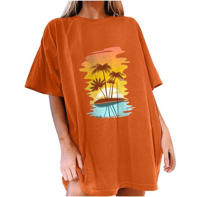 Birdeem T-Shirt Décontracté pour Femmes à Manches Courtes, Imprimé, d'Été, de Plage, à Enfiler