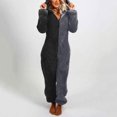 thumbnail image 1 of Combinaison Short Femme à Manches Longues à Capuche Pyjama Combinaison Décontractée d'Hiver Chaude Combinaison de Nuit Femme Combinaison en Liquidation, 1 of 7