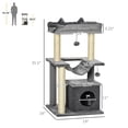 thumbnail image 3 of PawHut Cat Tree Tower Multi-Level Kitten House with Scratching Post, Grey, 3 of 10