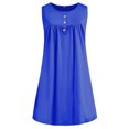 thumbnail image 2 of Innerwin Mini Dress Button Women Sundress Beach Solid Baggy Bohemian Royal Blue L, 2 of 4