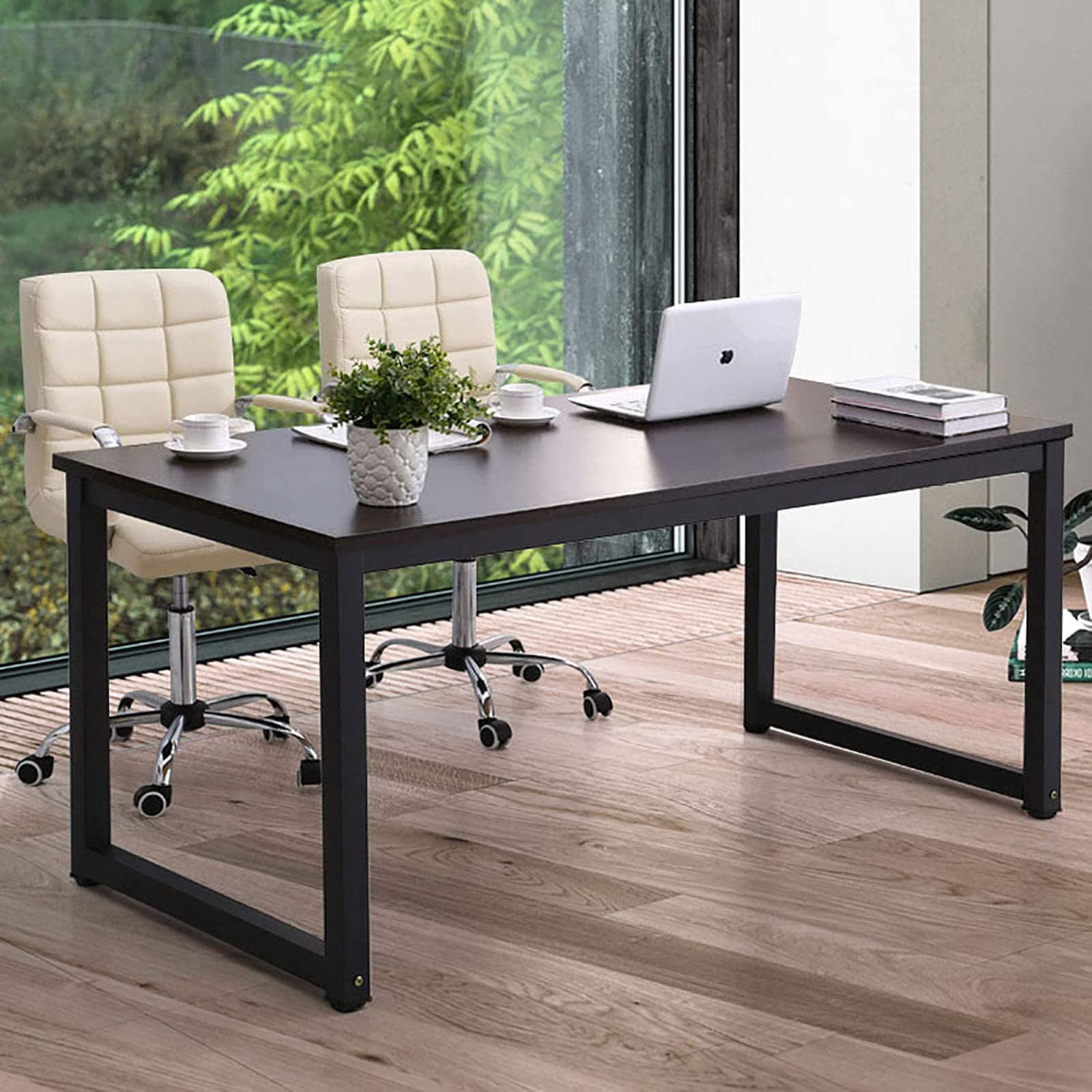 NSdirectModern Computer Desk 63 inch Large Office Desk Writing Study Table for Home Office Desk Workstation Wide Metal Sturdy Frame Thicker Steel Legs Black.