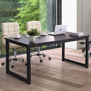 NSdirectModern Bureau informatique 63 inch Grande table de bureau d'étude de rédaction pour bureau à la maison Poste de travail grand métal study cadre épais en acier les jambes noir.