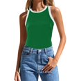 thumbnail image 1 of HBFAGFB Débardeurs pour Femmes Mode Col Rond Sans Manches Hauts Ajustés Légers Gilet Polyvalent Vert Taille m, 1 of 4