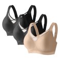 thumbnail image 2 of Kyusrd Plus Size Cut-Off Seamless Bra For Women'S 3Pcs Supportive Full Coverage Wireless Bralette Bra Adjustable Shoulder Straps Bra Soild Color Everyday Athletic Sport Bra, 2 of 9